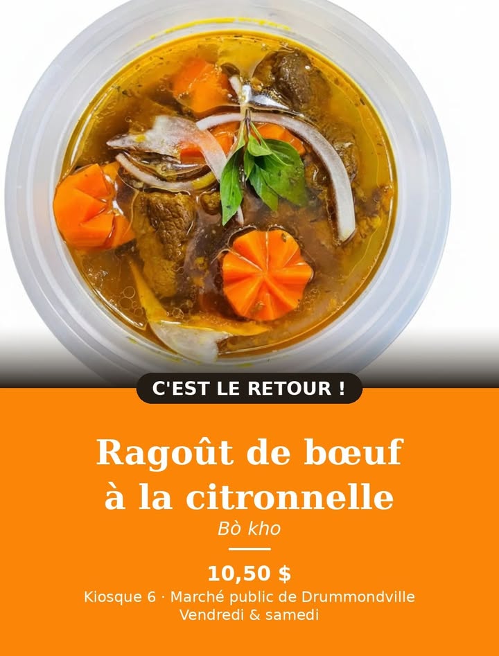 C'est le retour du ragoût de bœuf à la citronnelle (Bò kho) !